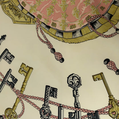 Hermes Scarf Silk Pink Multicolor Carre90 Les Cles