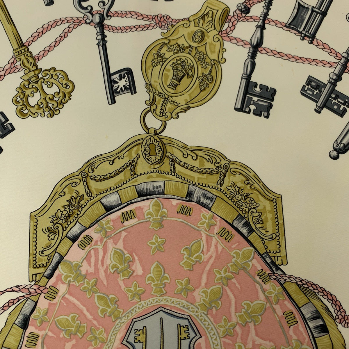 Hermes Scarf Silk Pink Multicolor Carre90 Les Cles