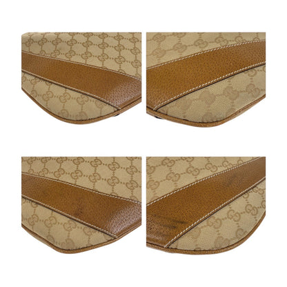 Gucci Shoulder Bag 124357 Gg Canvas, Leather Beige Brown Silvermetal Shoulder Bag Hobo Women