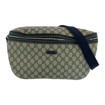 Gucci Shoulder Bag 211110 Gg Supreme Canvas Beige Navy Silvermetal Shoulder Bag Bum Bag Sling Bag