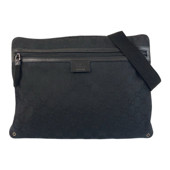 Gucci Shoulder Bag 90476 Gg Canvas, Leather Black Shoulder Bag Messenger Bag Unisex Women