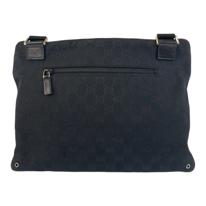 Gucci Shoulder Bag 90476 Gg Canvas, Leather Black Shoulder Bag Messenger Bag Unisex Women