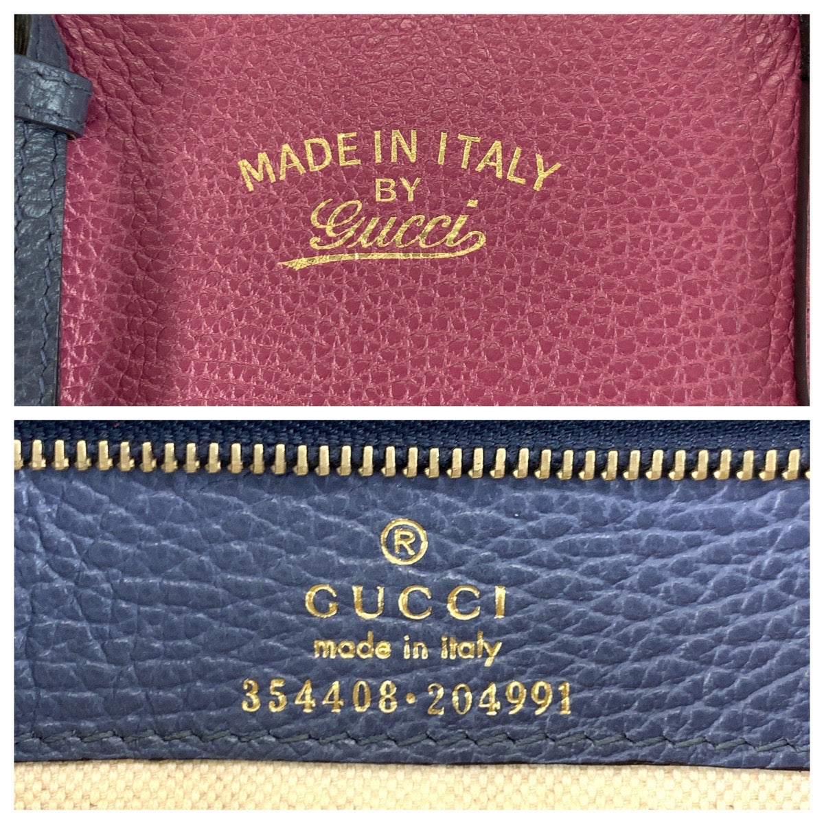 Gucci Tote Bag 354408 Leather Pink Blue Gold Metal Tote Bag Shoulder Bag Swing Women