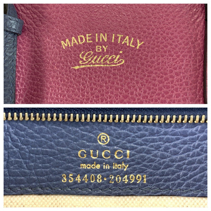Gucci Tote Bag 354408 Leather Pink Blue Gold Metal Tote Bag Shoulder Bag Swing Women