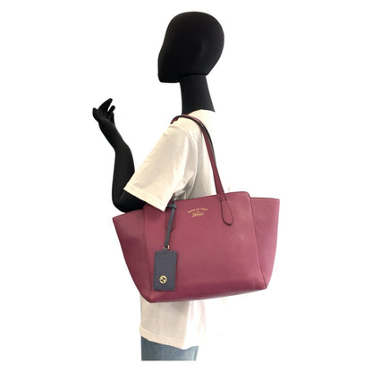 Gucci Tote Bag 354408 Leather Pink Blue Gold Metal Tote Bag Shoulder Bag Swing Women