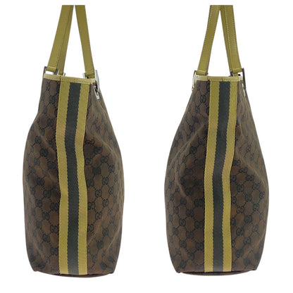 Gucci Tote Bag 31243 Gg Canvas, Leather Brown Multicolor Silvermetal Tote Bag Shoulder Bag Women