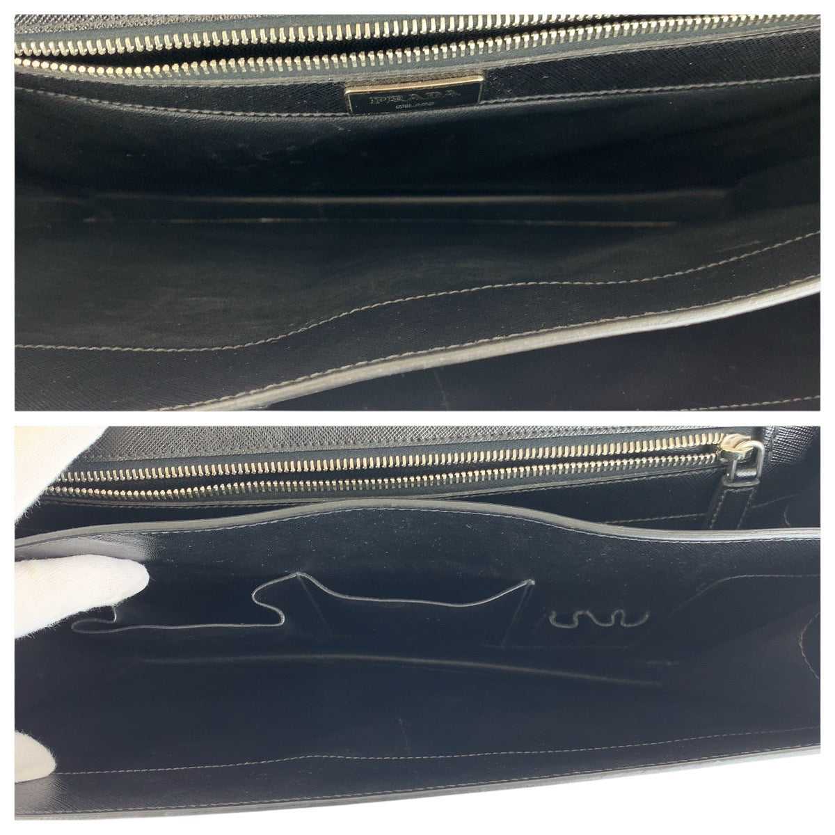Prada Business Bag Leather Black Business Bag Briefcase Safiano Mens