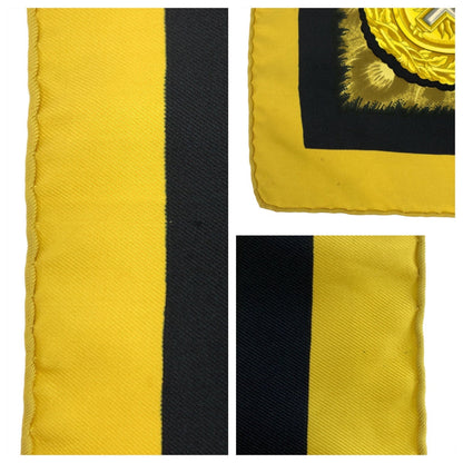 Hermes Scarf Silk Yellow Black Casques Et Plumets Carre90
