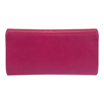 Chanel Long Wallet Purse Leather Pink Gold Metal Long Wallet Purse Coco Mark Women