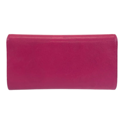 Chanel Long Wallet Purse Leather Pink Gold Metal Long Wallet Purse Coco Mark Women