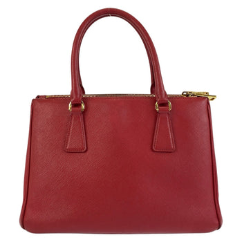 Prada Handbag Leather Red Gold Metal Handbag Tote Bag Safiano Galleria Women