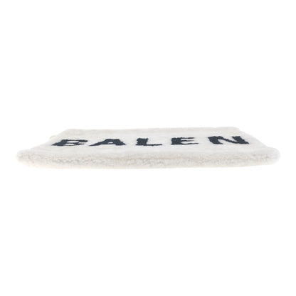 Balenciaga Clutch Bag 492681 Mouton White Silvermetal Clutch Bag Unisex Shearing Logo Mens