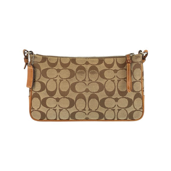 Coach Shoulder Bag 6338 Canvas, Leather Beige Camel Shoulder Bag Pochette Signature Slim Demi Zip