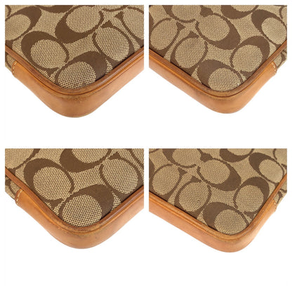 Coach Shoulder Bag 6338 Canvas, Leather Beige Camel Shoulder Bag Pochette Signature Slim Demi Zip