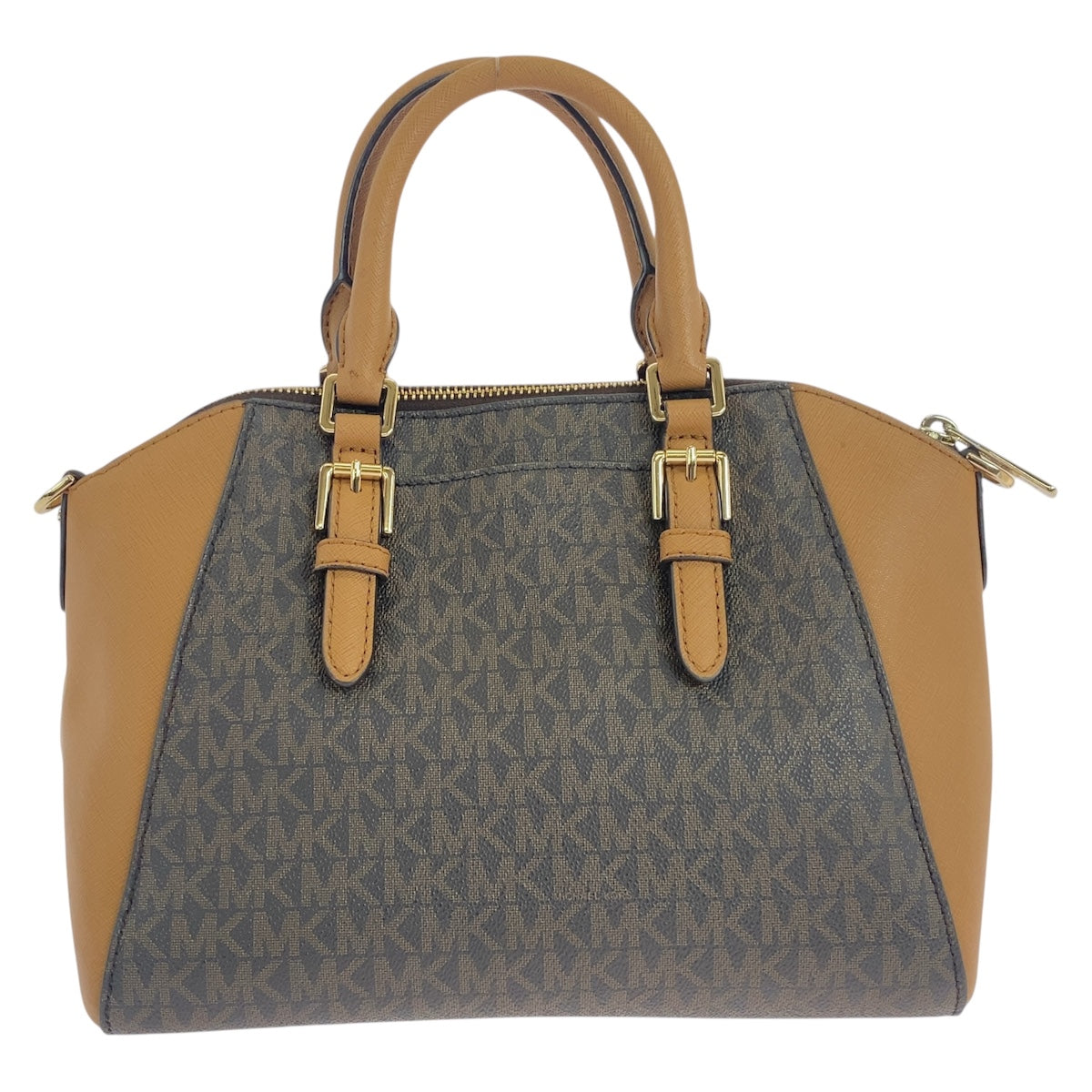 Michael Kors Handbag Leather Brown Gold Metal Handbag Shoulder Bag 2Way Women