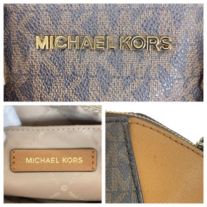 Michael Kors Handbag Leather Brown Gold Metal Handbag Shoulder Bag 2Way Women