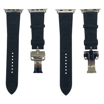 Hermes Watches Rubber Black Apple Watch Band 1.7