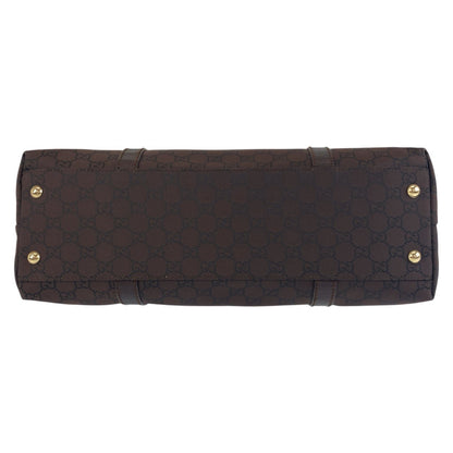 Gucci Tote Bag 257302 Nylon Brown Gold Metal Tote Bag Shoulder Bag Gg Pattern Women