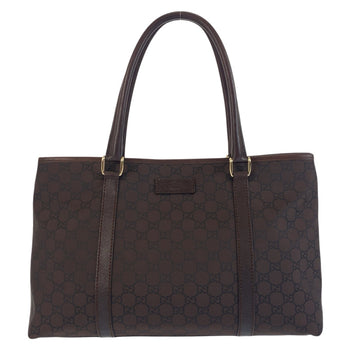 Gucci Tote Bag 257302 Nylon Brown Gold Metal Tote Bag Shoulder Bag Gg Pattern Women