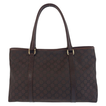 Gucci Tote Bag 257302 Nylon Brown Gold Metal Tote Bag Shoulder Bag Gg Pattern Women