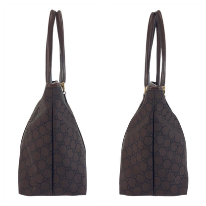 Gucci Tote Bag 257302 Nylon Brown Gold Metal Tote Bag Shoulder Bag Gg Pattern Women