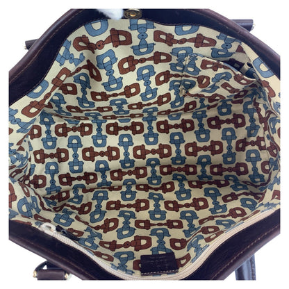 Gucci Tote Bag 257302 Nylon Brown Gold Metal Tote Bag Shoulder Bag Gg Pattern Women