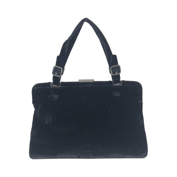 Prada Tote Bag Velor Black Silver Metal Velor