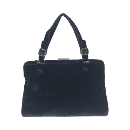 Prada Tote Bag Velor Black Silver Metal Velor