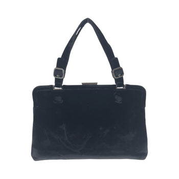 Prada Tote Bag Velor Black Silver Metal Velor