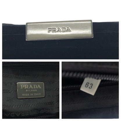 Prada Tote Bag Velor Black Silver Metal Velor