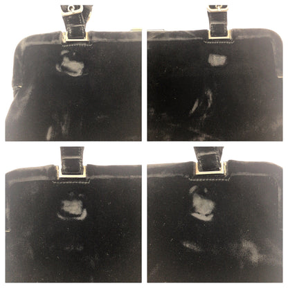 Prada Tote Bag Velor Black Silver Metal Velor