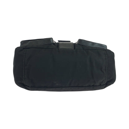 Prada Shoulder Bag Nylon Black Silver Metal Test Triangle With Logo
