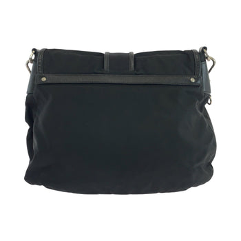 Prada Shoulder Bag Nylon Black Silver Metal Test Triangle With Logo