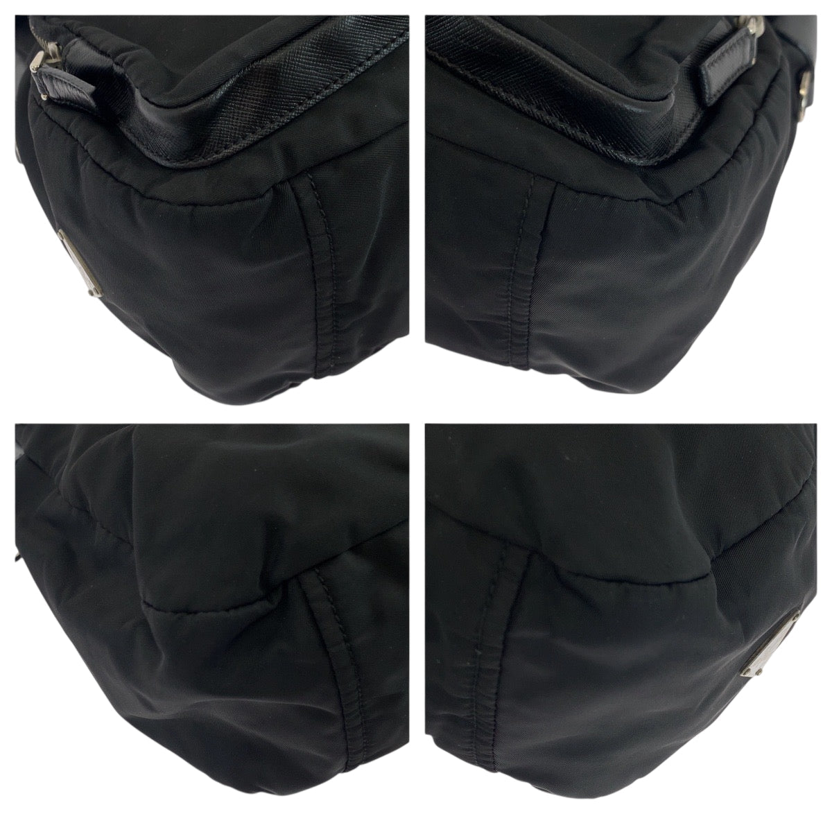 Prada Shoulder Bag Nylon Black Silver Metal Test Triangle With Logo