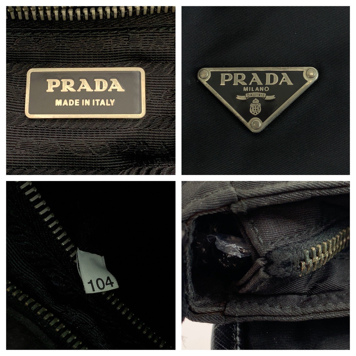 Prada Shoulder Bag Nylon Black Silver Metal Test Triangle With Logo