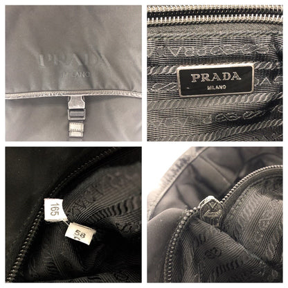 Prada Shoulder Bag Va0770 Nylon Black Silver Metal Test Logo