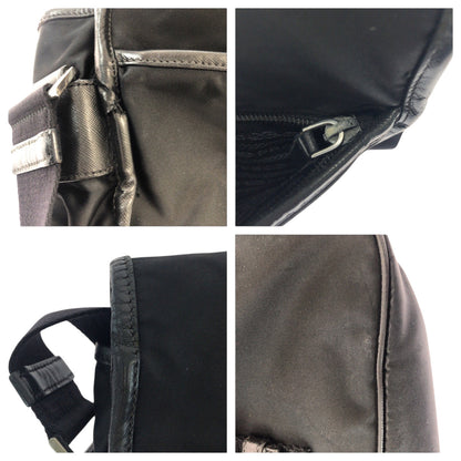 Prada Shoulder Bag Va0770 Nylon Black Silver Metal Test Logo