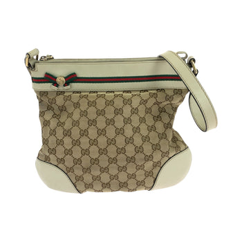 Gucci Shoulder Bag 257065 Gg Canvas Beige Ivory Gold Metal Shoulder Bag Pochette Sherry Line