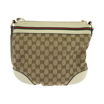 Gucci Shoulder Bag 257065 Gg Canvas Beige Ivory Gold Metal Shoulder Bag Pochette Sherry Line