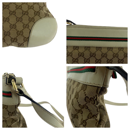 Gucci Shoulder Bag 257065 Gg Canvas Beige Ivory Gold Metal Shoulder Bag Pochette Sherry Line