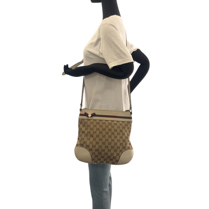 Gucci Shoulder Bag 257065 Gg Canvas Beige Ivory Gold Metal Shoulder Bag Pochette Sherry Line
