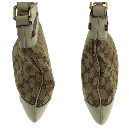 Gucci Shoulder Bag 257065 Gg Canvas Beige Ivory Gold Metal Shoulder Bag Pochette Sherry Line