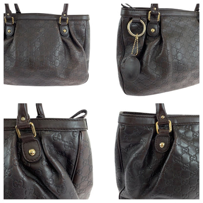 Gucci Tote Bag 296835 Leather Dark Brown Gold Metal Tote Bag Shoulder Bag Guccisima Sukey Women