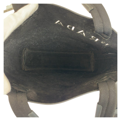 Prada Tote Bag Leather Black Black Tote Bag Handbag Punching Logo Women