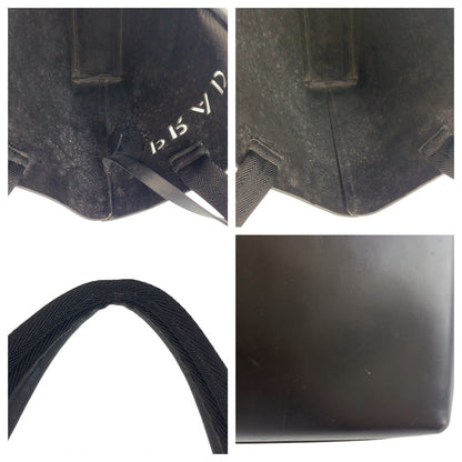 Prada Tote Bag Leather Black Black Tote Bag Handbag Punching Logo Women