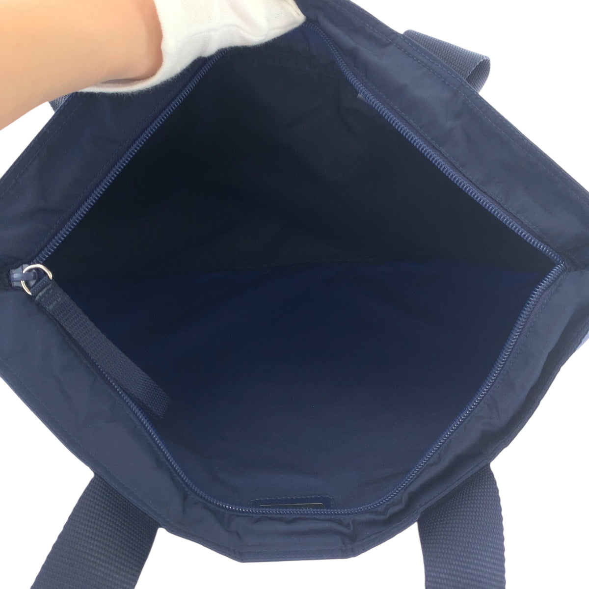 Prada Tote Bag 31 Nylon Navy Silvermetal Tote Bag Shoulder Bag Test Triangle With Logo Women