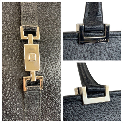 Gucci Tote Bag 002 1074 Leather Black Silvermetal Tote Bag Shoulder Bag Jackie Women
