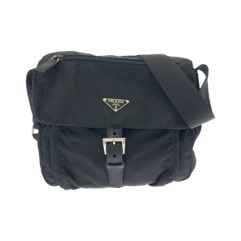 Prada Shoulder Bag Bt8994 Nylon Black Silvermetal Shoulder Bag Pochette Test Triangle With Logo Mens