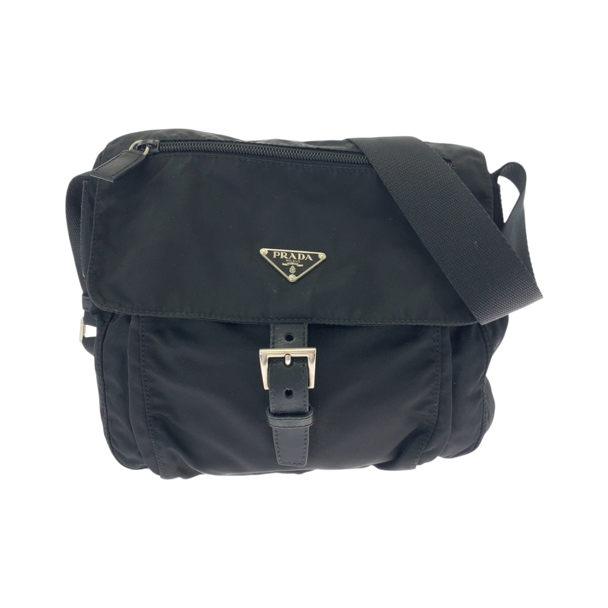 Prada Shoulder Bag Bt8994 Nylon Black Silvermetal Shoulder Bag Pochette Test Triangle With Logo Mens