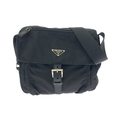 Prada Shoulder Bag Bt8994 Nylon Black Silvermetal Shoulder Bag Pochette Test Triangle With Logo Mens
